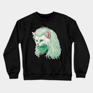 80s Metal Cat With Mullet Crewneck Sweatshirt